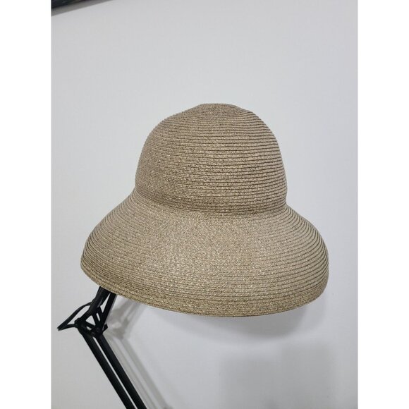 Eric Javits Darc Beige Hampton Squishee Straw Hat EUC - Picture 2 of 5